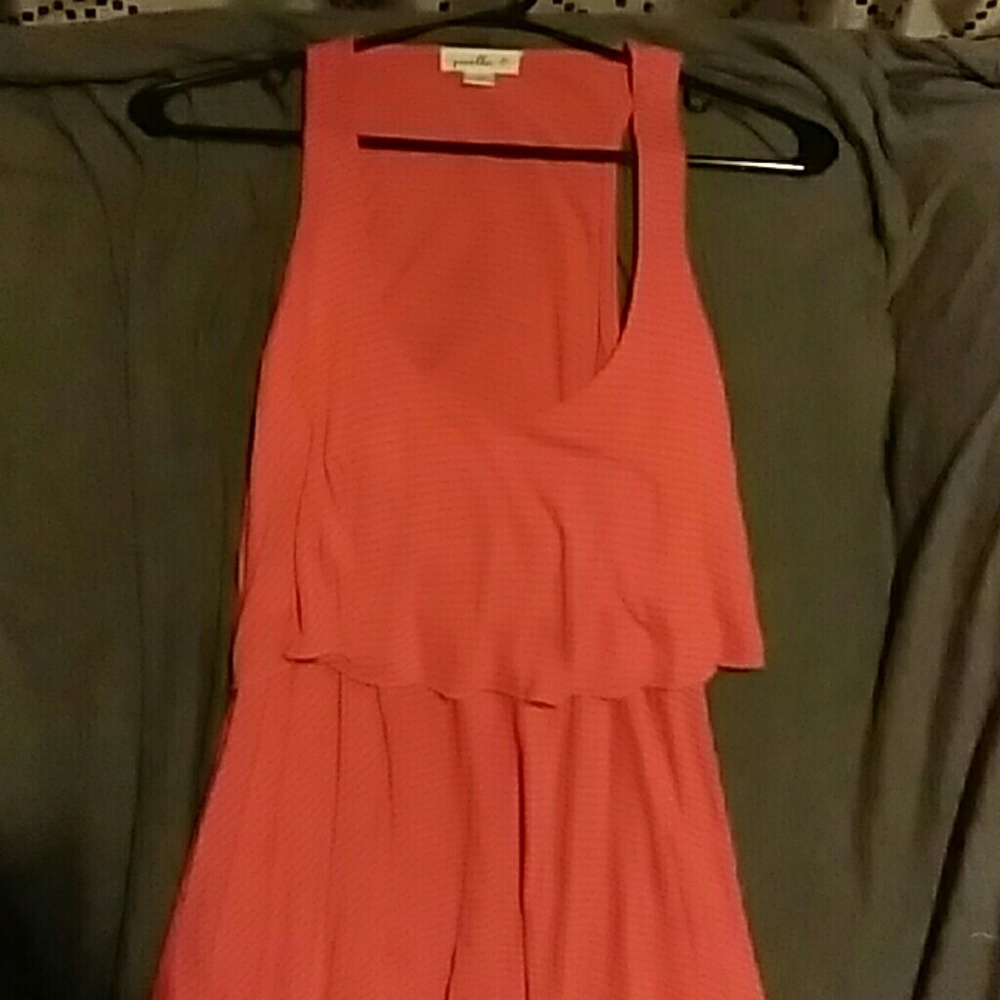 Anthropology orange &darker orange ruffled midi